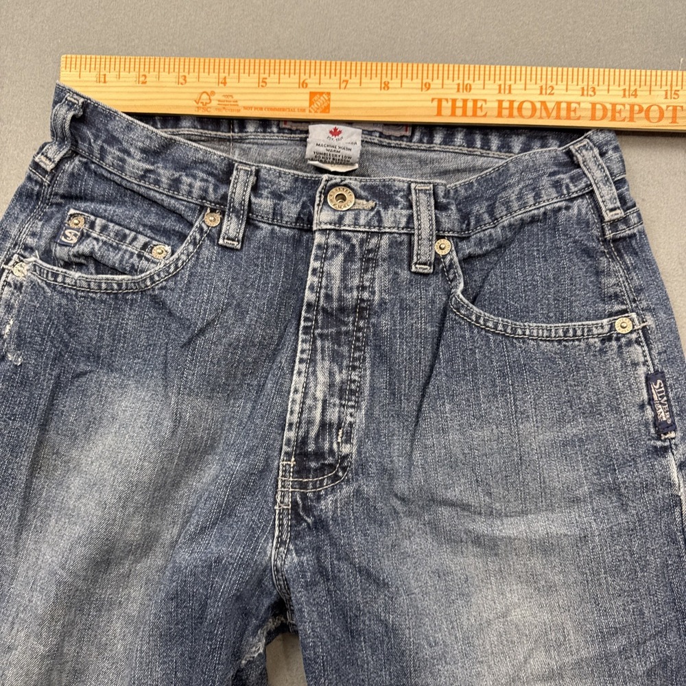 vtg Silver Jeans wide leg  womens 30/32 Stretch  Denim Y2K dark whiskering - Picture 8 of 9